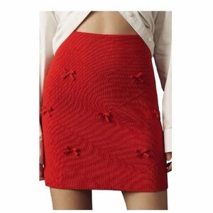 NWT! ANTHROPOLOGIE | Maeve Red Bows Mini Skirt. Size Small.